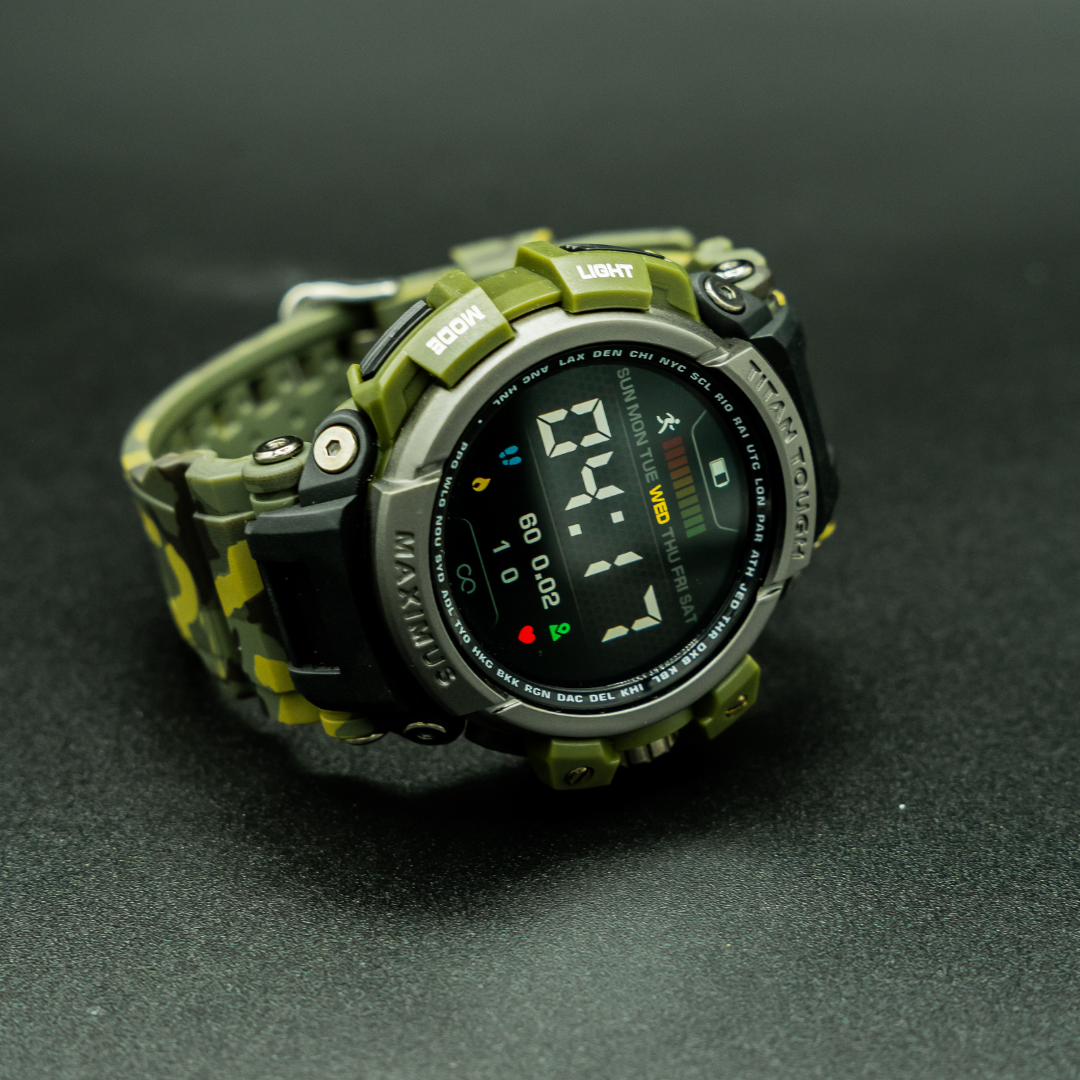 Maximus Silicon Green / Black Camo Watch Strap